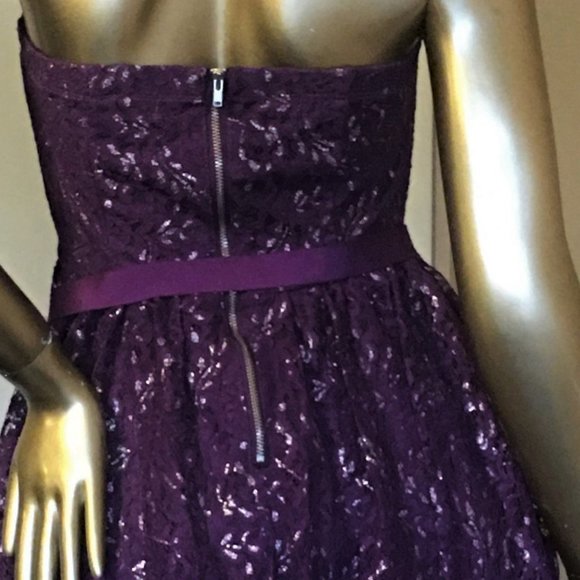 VERA WANG PRINCESS Strapless Purple Lace Mini Cocktail Dress - Picture 8 of 11
